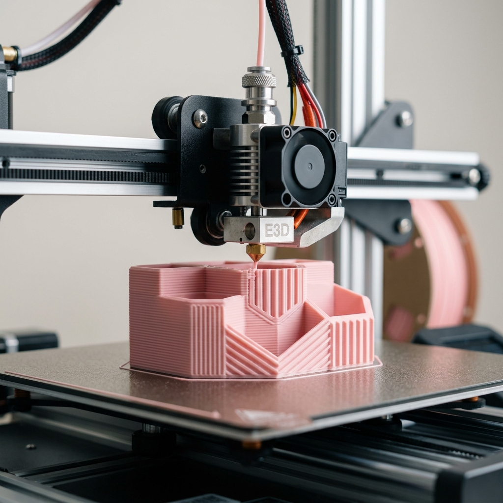 3D printer printing hotend layering nozzle close up