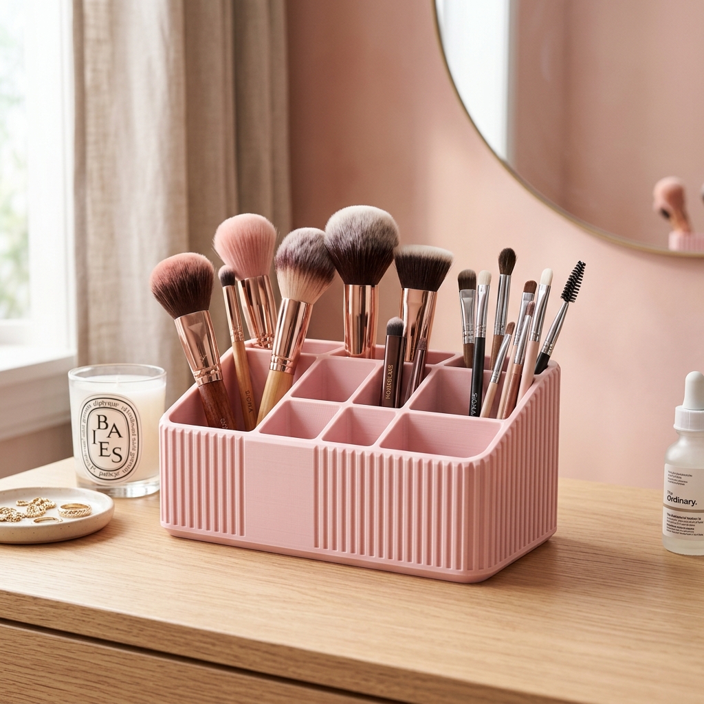 Custom 3D printed vanity makeup storage organizer box